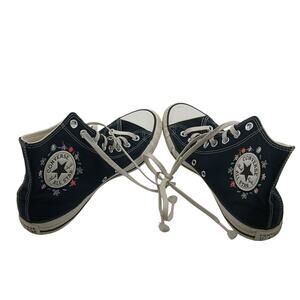 Converse Chuck Taylors Shoes Black Size 9 Floral Embroidery